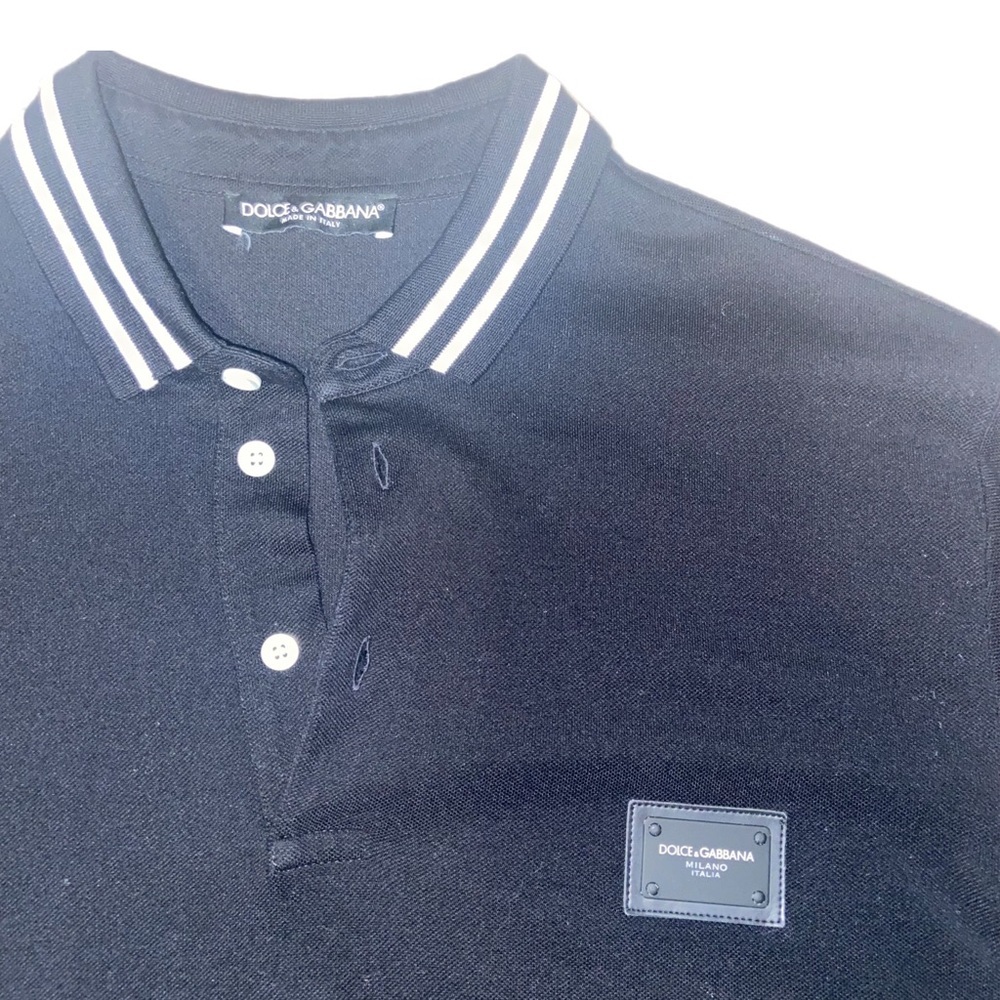 Dolce & Gabbana polo shirt | Sz 50 | black + wht trim